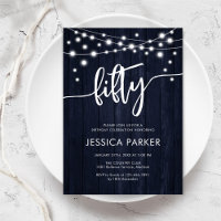 Marine White Rustic Wood 50e fête d'anniversaire