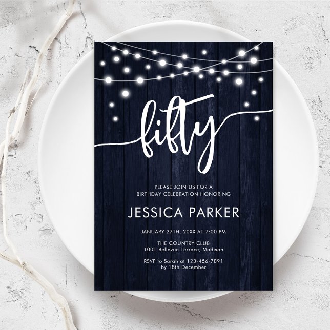 Invitation Marine White Rustic Wood 50e fête d'anniversaire (Créateur téléchargé)