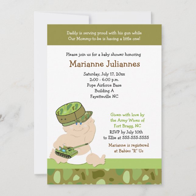 Invitation Marines de l'armée de terre 5x7 Baby shower Invita (Devant)