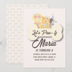 Invitation Marionnette Anniversaire Paw Party Chien à thème
