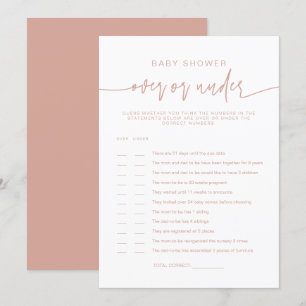 Invitation MARLO Boho Blush Pink Over Under Baby shower Game