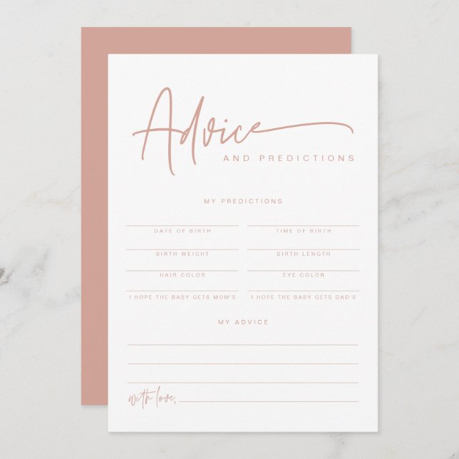Invitation MARLO Boho Blush Rose Baby Conseils & Prédictions (Devant / Derrière)