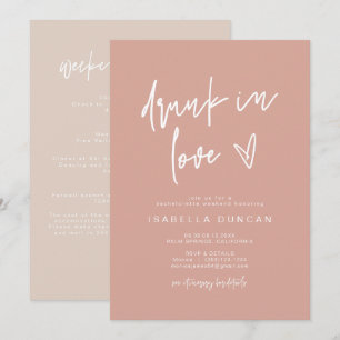 Invitation MARLO Boho Blush rose ivre dans l'amour Bacheloret