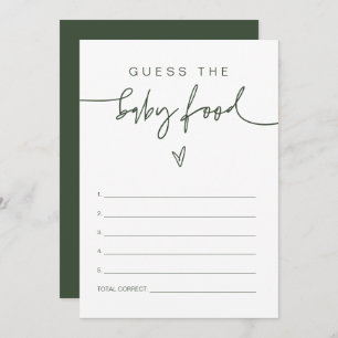 Invitation MARLO Boho Forest Green Guess the Baby Food Game