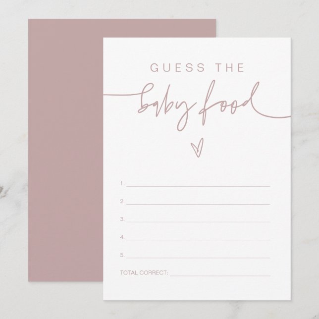 Invitation MARLO Dusty Rose Boho Guess the Baby Food Game (Devant / Derrière)