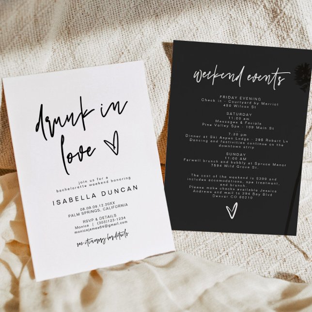 Invitation MARLO Moderne Black Drunk In Love Bachelorette (Créateur téléchargé)