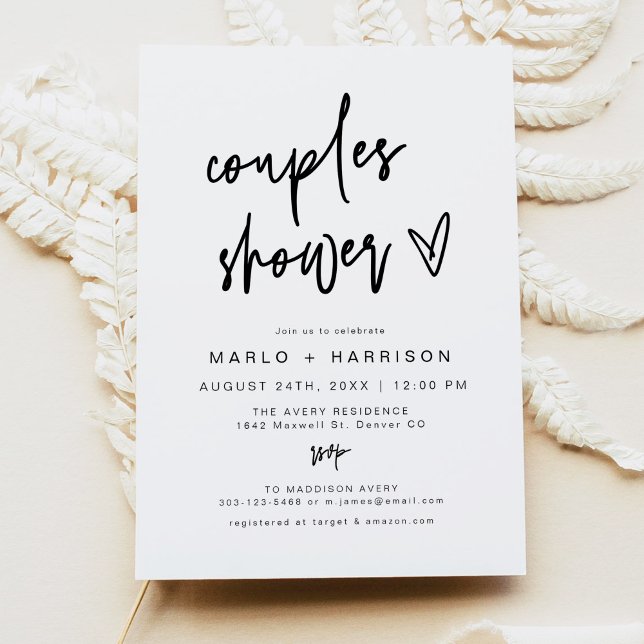 Invitation MARLO Moderne Boho Bold Coeur Couples Douche (Créateur téléchargé)