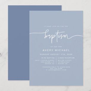 Invitation MARLO Moderne Boho Dusty Blue Boy Baptême