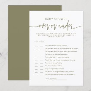 Invitation MARLO Olive Green Over Under Baby shower Game