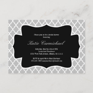 Invitation marocaine gris argenté, noir et blanc