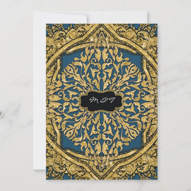 Invitation Marocaine Scroll Gold Parties scintillant Élégant  (Dos)