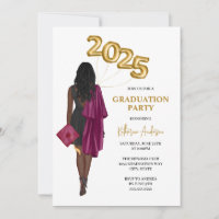 Maroon African American Female Graduation Party