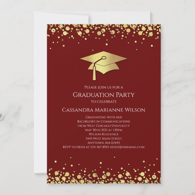 Invitation Maroon and Gold Graduation (Devant)