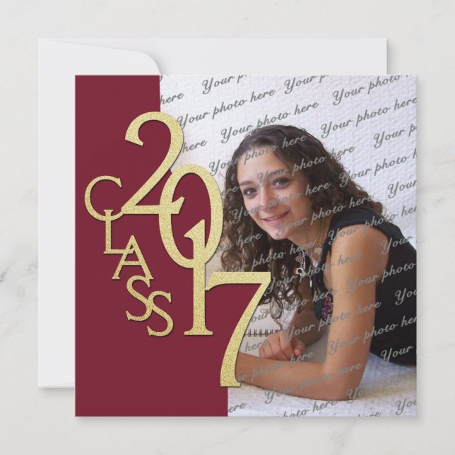 Invitation Maroon et Gold 2017 Graduation (Devant)