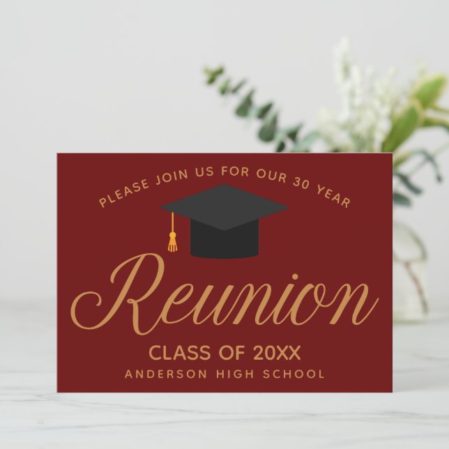 Invitation Maroon Gold High School Reunion (Debout devant)