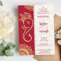 Maroon indien mariage et mandala Ganesha or