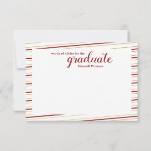 Invitation Maroon moderne & or striped Word de conseil