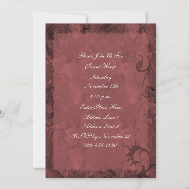 Invitation Maroon Red Swirl Design (Devant)
