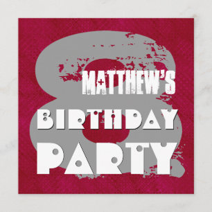 Invitation MAROON SILVER 8 Anniversaire Fête V11E 8 ans