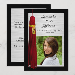 Invitation Maroon Tassel avec la fête de la graduation photo