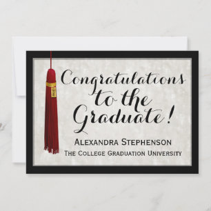 Invitation Maroon Tassel Félicitations aux diplômés