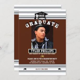 Invitation Maroon White & Silver Graduation Photo Party
