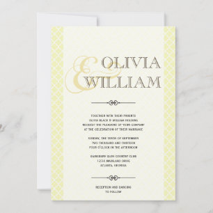 Invitation Maroquinerie gris jaune et mariage moderne