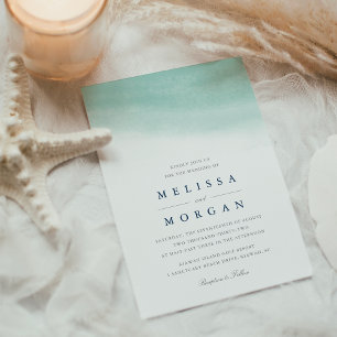 Invitation Marques Seaglass   Mariage d'aquarelle côtière