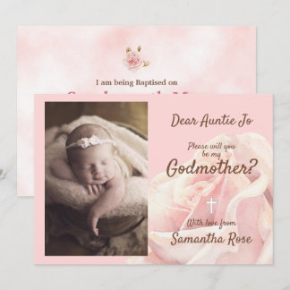 Invitation marraine rose rose