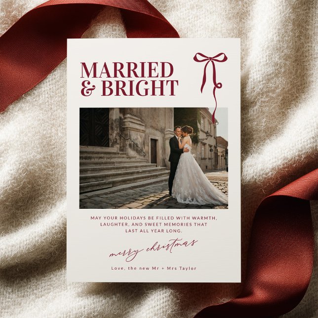 Invitation Married and Bright Newlywed Christmas Card (Créateur téléchargé)