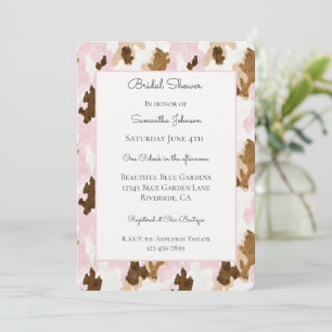 Invitation Marron Crème Blanc Rose Imprimé Vache Enterrement