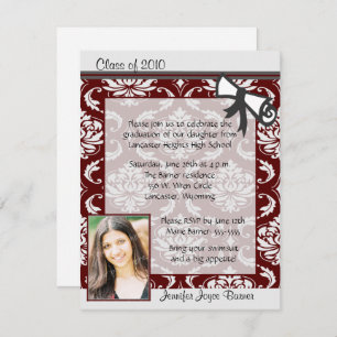 Invitation marron et grise d'obtention du diplôme