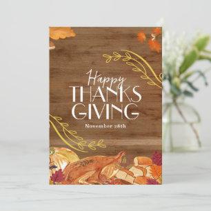 Invitation Marron Simple Joyeux Thanksgiving Médias Sociaux