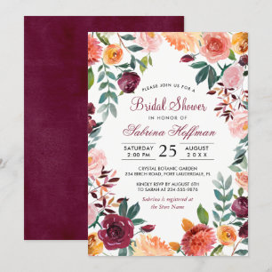 Invitation Marsala Aquarelle rose pâle Fête des mariées