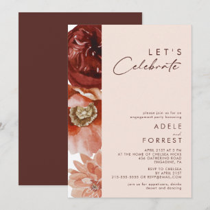 Invitation Marsala Autumn Floral   Blush Fêtons