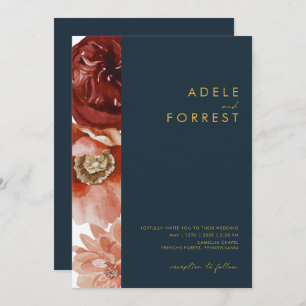 Invitation Marsala Autumn Floral   mariage tout en un