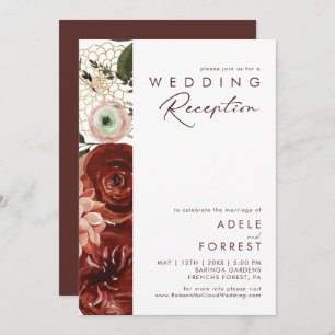 Invitation Marsala Autumn Floral   Réception de mariage blanc