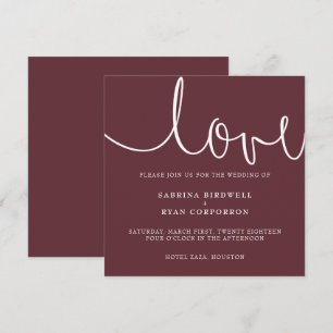 Invitation Marsala + blanc classique élégant mariage invitati