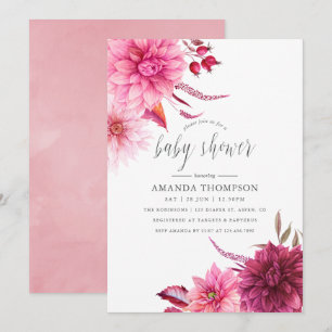 Invitation Marsala - Bourgogne & Rose Pâle Baby Shower d'Auto
