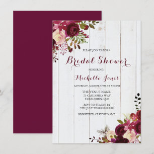 Invitation Marsala Bourgogne Rouge Floral Russe Fête des mari