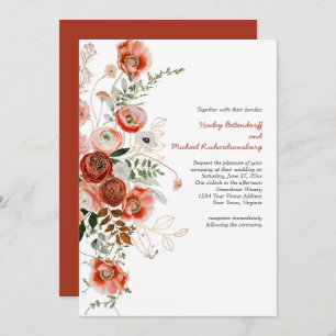 Invitation Marsala Burgundy Blush Fall Floral Mariage Invitat