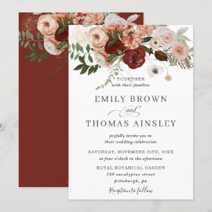Invitation Marsala Burgundy Blush Orange Green Mariage