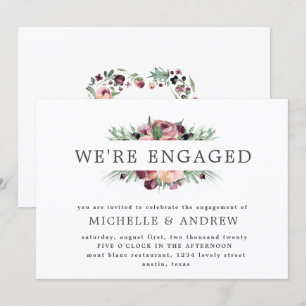 Invitation marsala coeur floral fiançailles