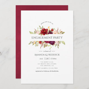 Invitation Marsala et Blush Floral Engagement Party