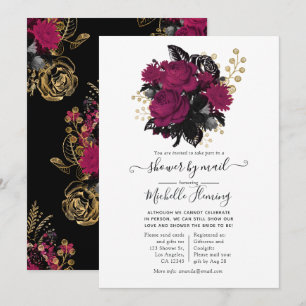 Invitation Marsala et Floral Gold Shower par la Poste