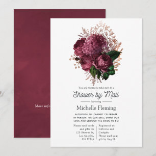 Invitation Marsala et Rose Gold Floral Bridal Shower par la P