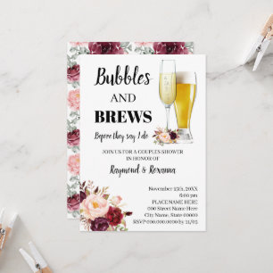 Invitation Marsala Fleurs Bubble & Brews Couples Douche