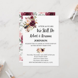Invitation Marsala Fleurs Mariage Anniversaire Renouvellement