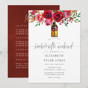 Invitation Marsala Floral Bachelorette Week-end Itinéraire