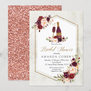 Invitation Marsala Floral Vin Dégustation Fête des mariées